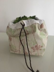 sac à salade en coton enduit Herbes Taupe Vert
