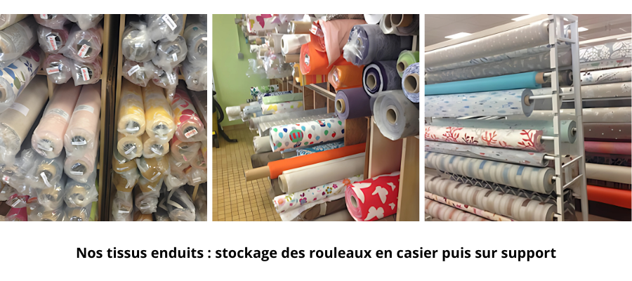 Tissu enduit au mètre sur rouleaux